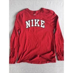Nike The Nike Tee Mens Long Sleeve T-Shirt‎ Medium Red White Art Logo